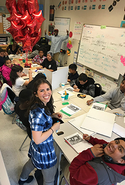Teacher Jessica Baldizon and her class