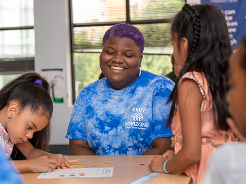 teaching working with young students in a classroom