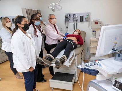 nursing students in an ultrasound class