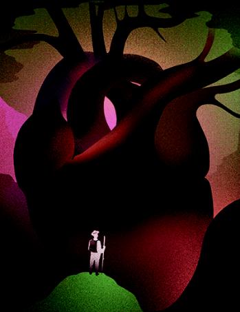 Illustration of a Pioneer facing a giant heart