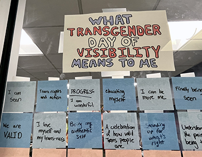 Transgender Day of Visibility messages and notes on post-its
