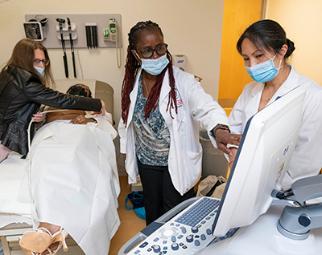 Nursing students in an ultrasound class