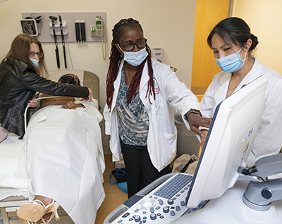 Nursing students in an ultrasound class