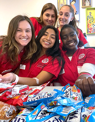 nursing students at a blood drive
