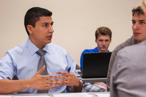Student talking in classroom