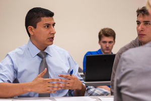 Student talking in classroom