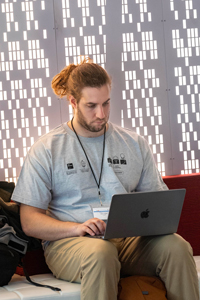 Student using laptop