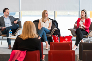 Panel of people talking to audience