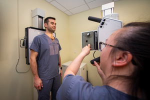 Students taking an x-ray