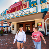 Students walking out of the Community Theatre