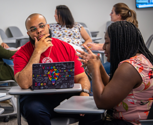 Students in a group in class
