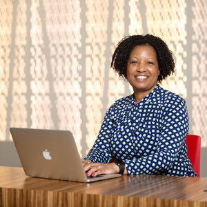 Woman using laptop