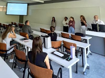 Students presenting in class
