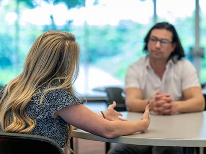 Counselor talking to patient