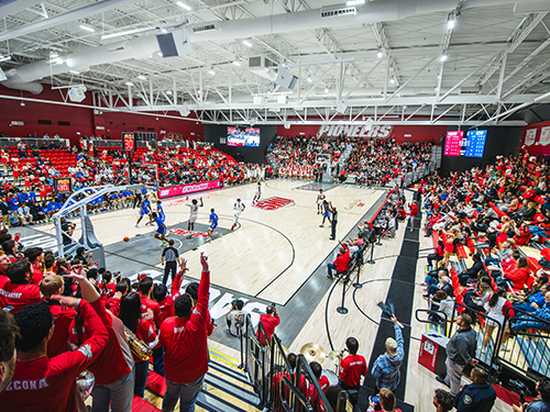 Basketball game in the Pitt Center