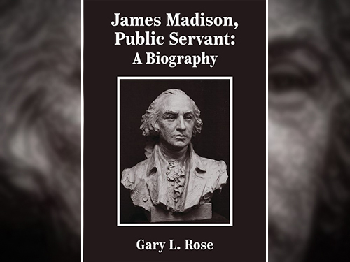 Book cover for James Madison Public Servant showing a bust of James Madison