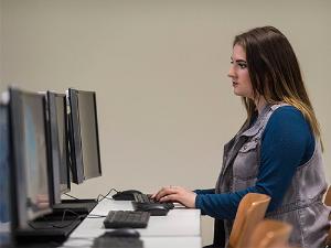 Woman using computer
