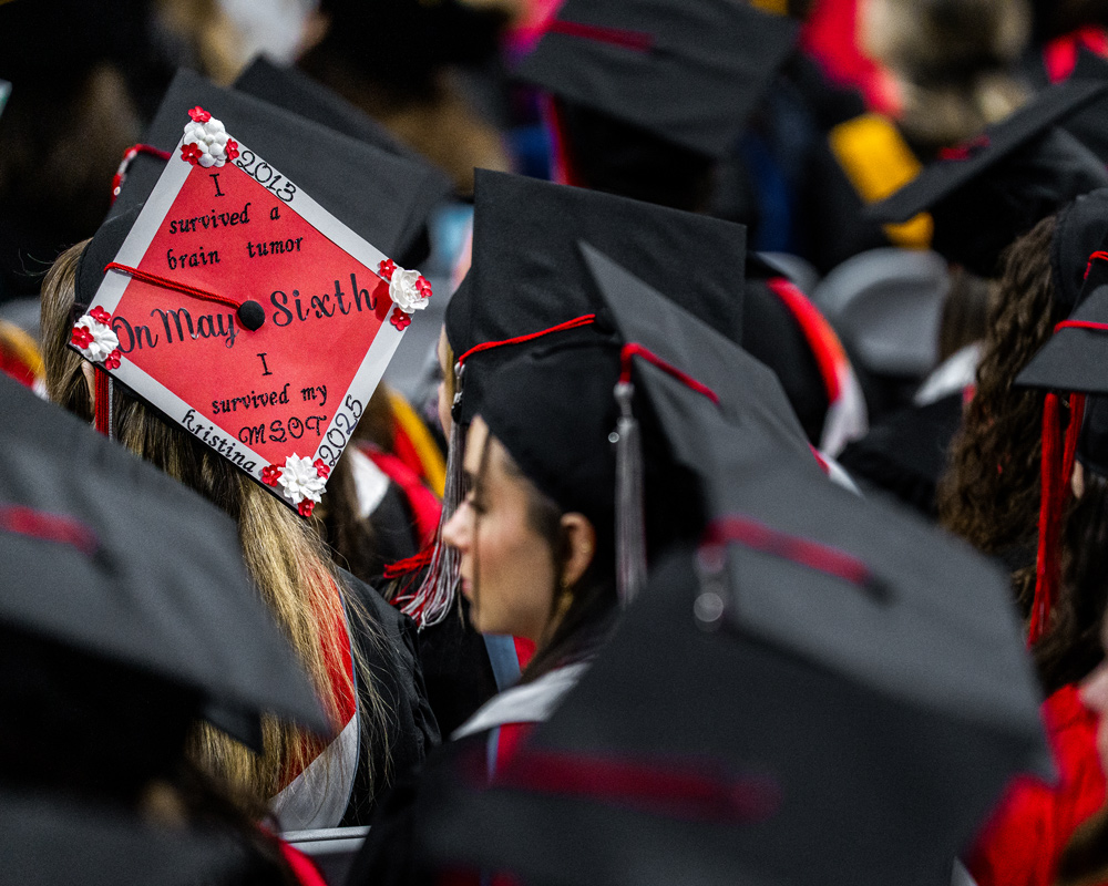 Graduation cap that says 2013 I survived a brain tumor. On May 6 I survived my MSOT