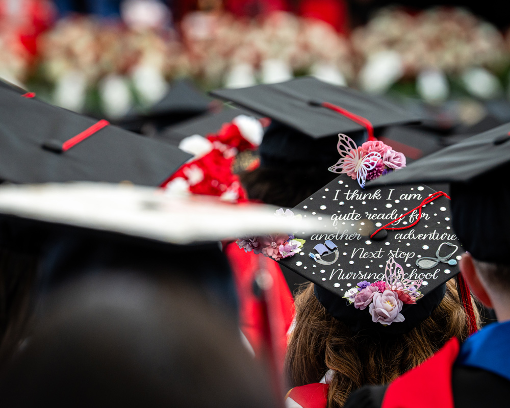 Graduation cap that says I think I am quite ready for another adventure | Next stop nursing school