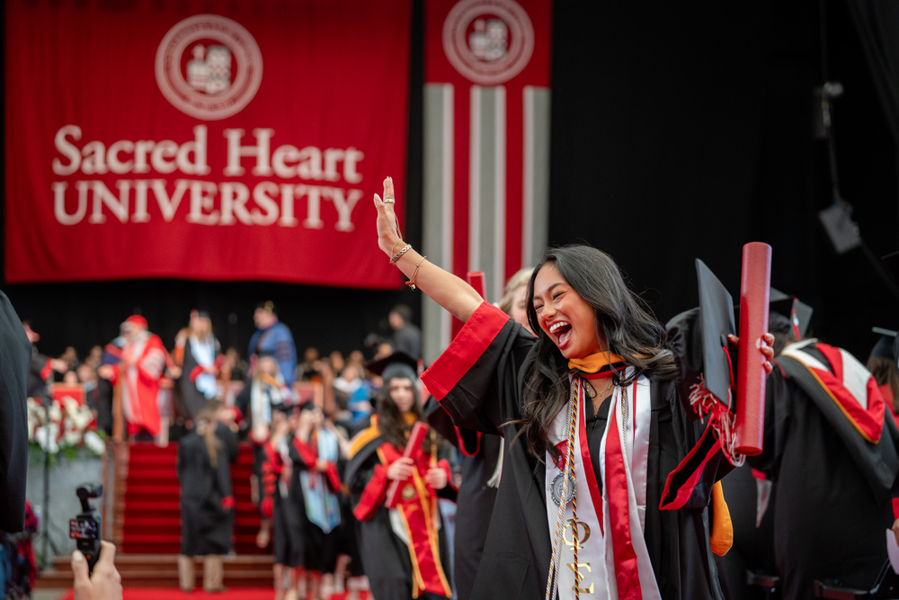 Excited graduate at Commencement