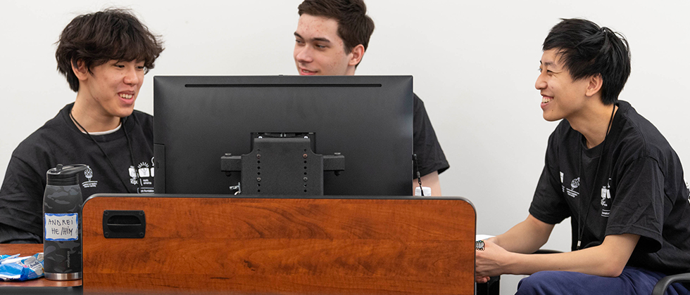 Students working on computer