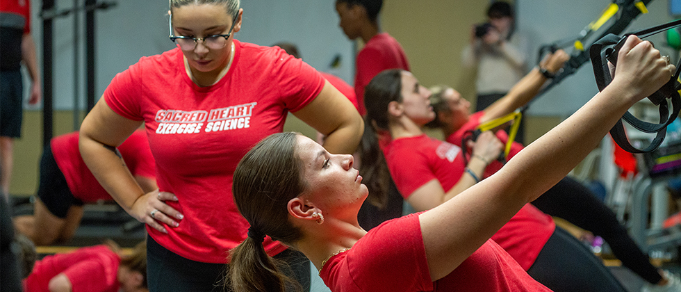 Students exercising