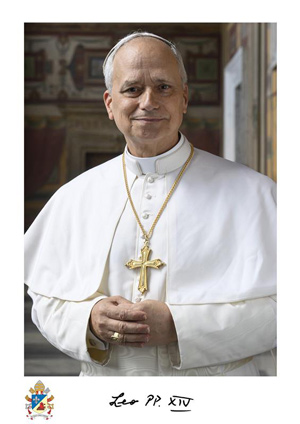 Pope Leo with the vatican crest and his signature