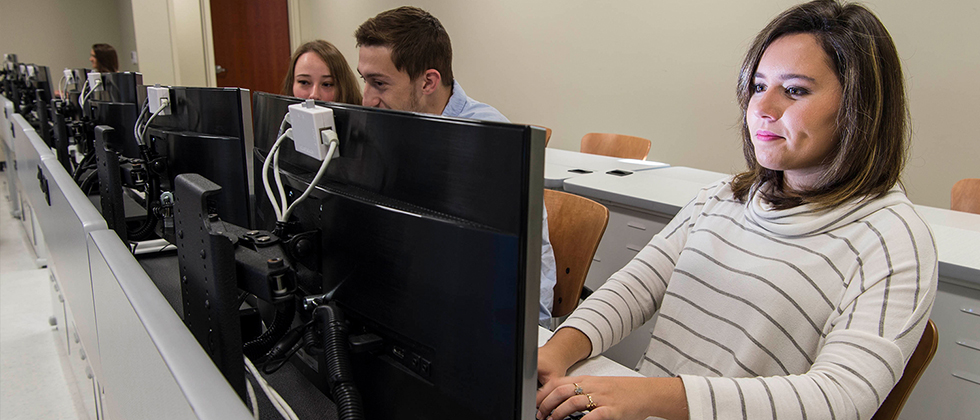 People at computers in computer lab