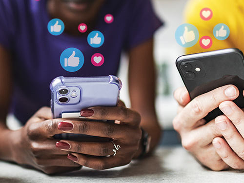 People using social media apps on their phones