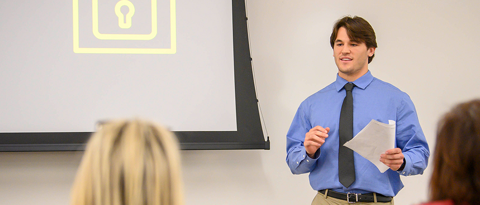 Student presenting to a class