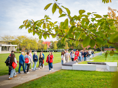 Campus tour walking on campus