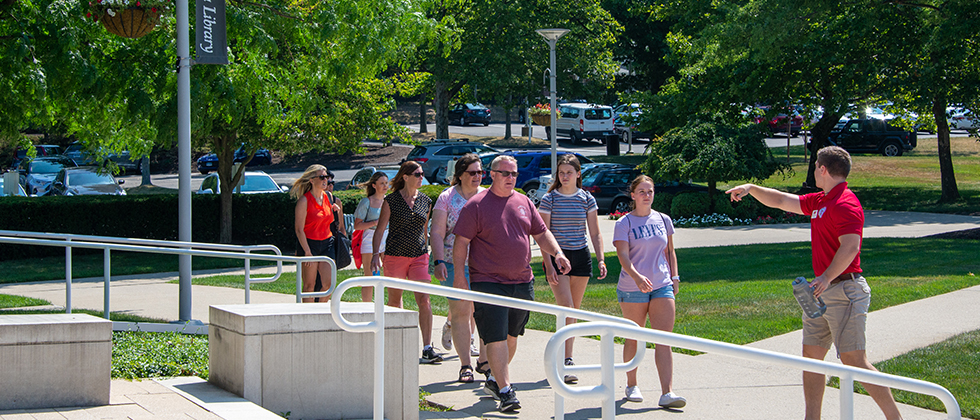 Families touring campus