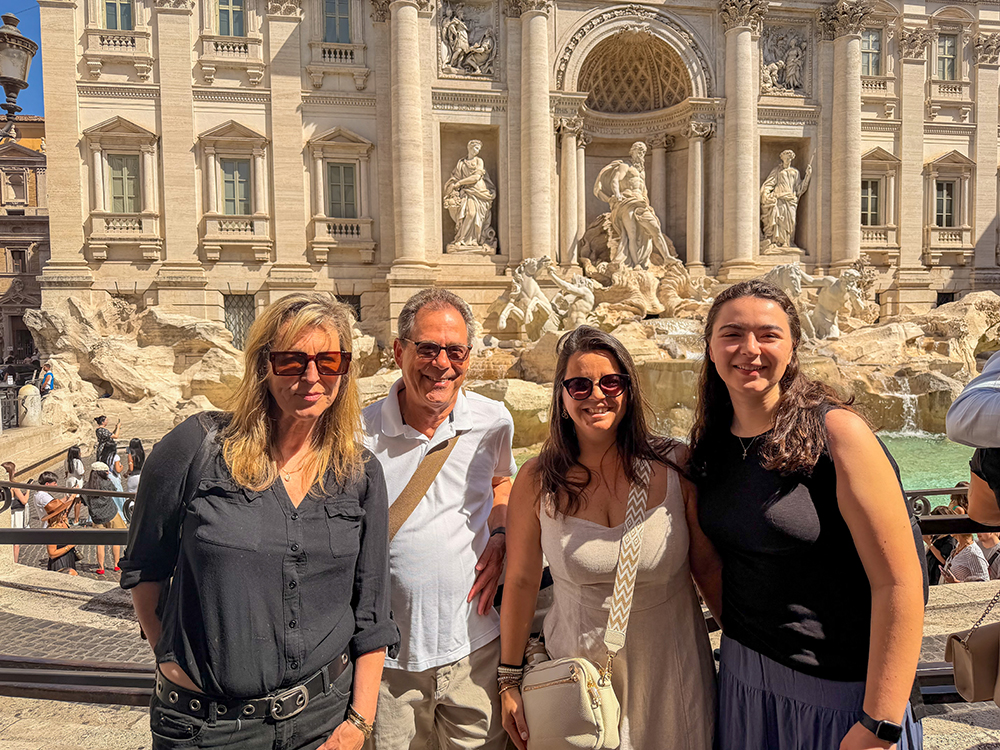 Faculty and students from SHU in front of the Trevi Fountain