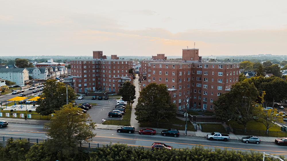 aerial photo of an apartment complex