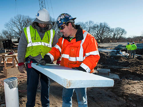 Construction workers on a job site
