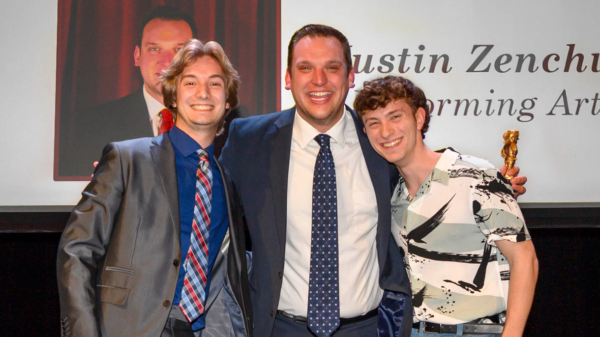 Staff member receiving award
