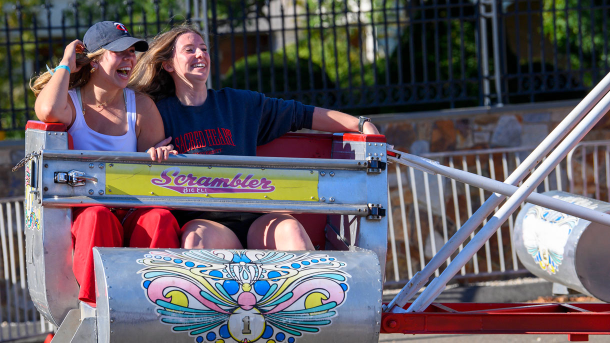 Students on a carnival ride