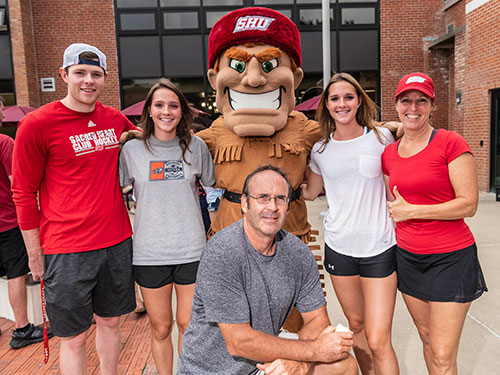 big red with SHU parents and students