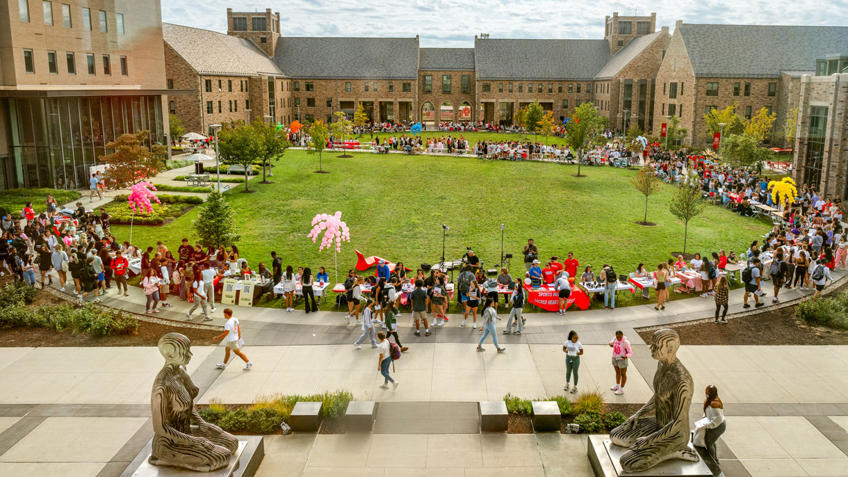 Students outside at the Just SHU It fair