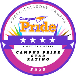 LGBTQ-Friendly Campus | Campus Pride | 4 out of 5 Stars Campus Pride Star Rating | 2023
