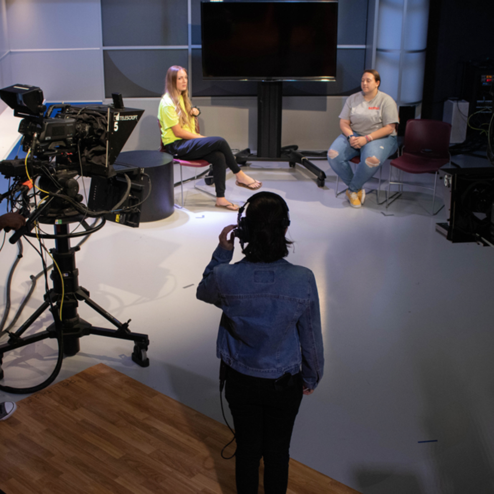 group of broadcast journalism students