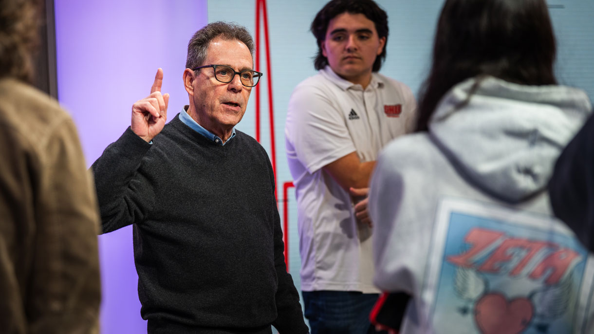 Students listening to professor