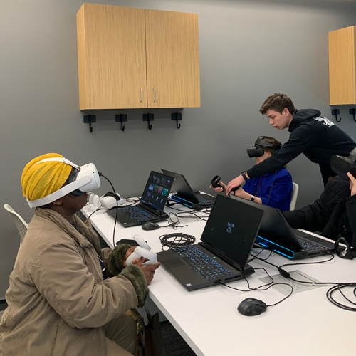 Students using VR in classroom
