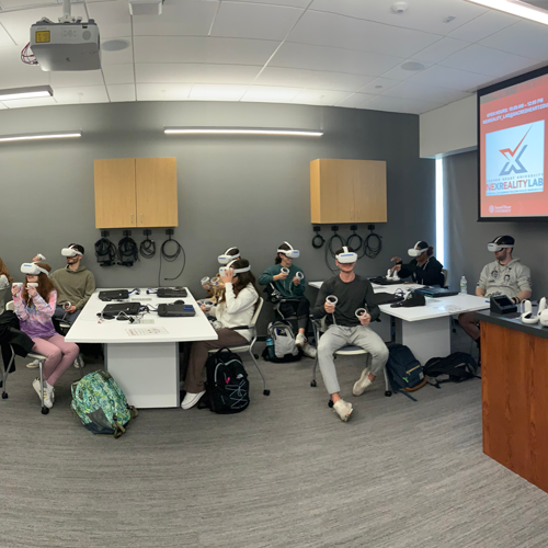 Students using VR in classroom