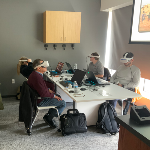 Students using VR in classroom