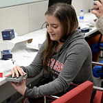 student in lab