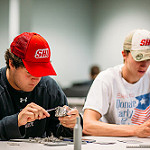 students working on a project in class