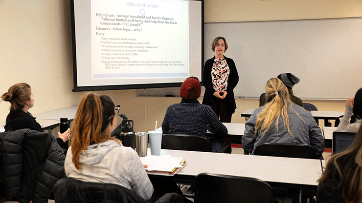 social work students in class