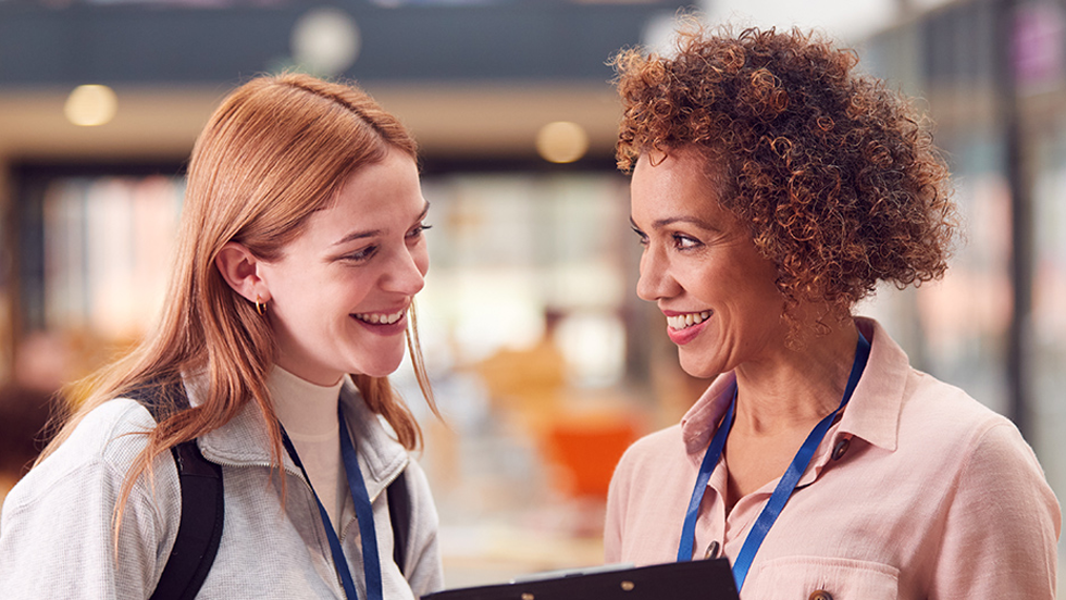 Two social workers talking