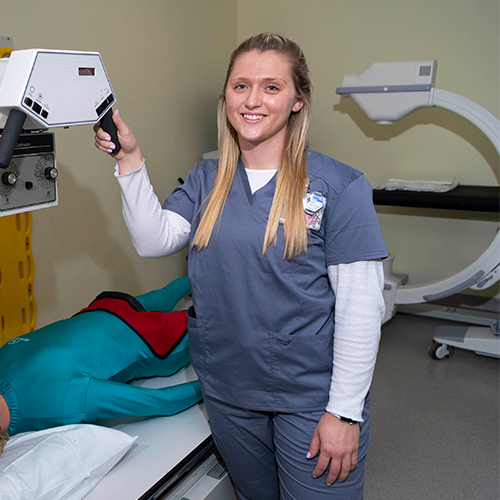 Student in radiography lab